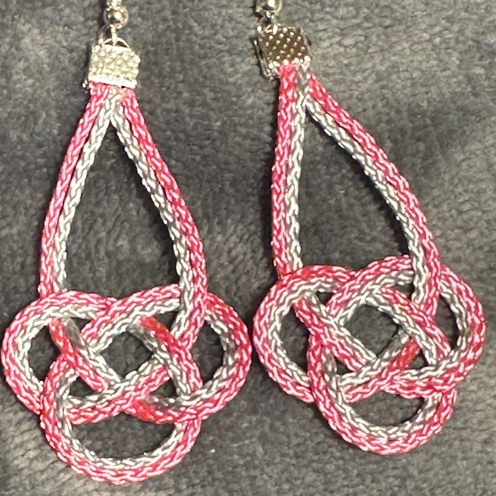Handmade Pink and Silver Knot Earrings